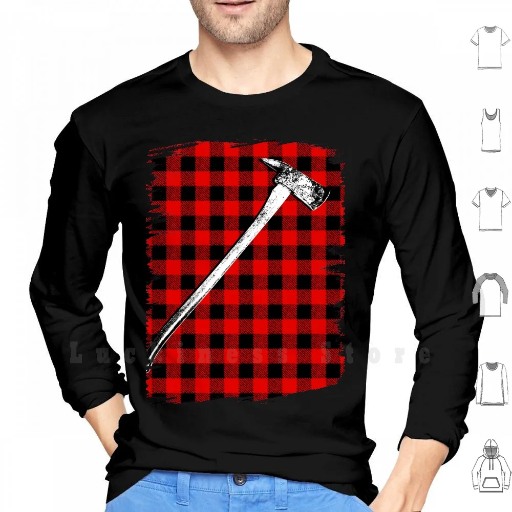 Lumberjack's Axe hoodies long sleeve Lumberjack Pattern Red Square Wool Texture Pride Hipster Fashion Pop Colourful