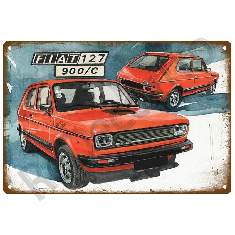 FIAT Cars Retro Decorative House Metal Sign Plate Posters On The Wall Tin Sign Vintage Poster Decor Wall Art Room Decoration