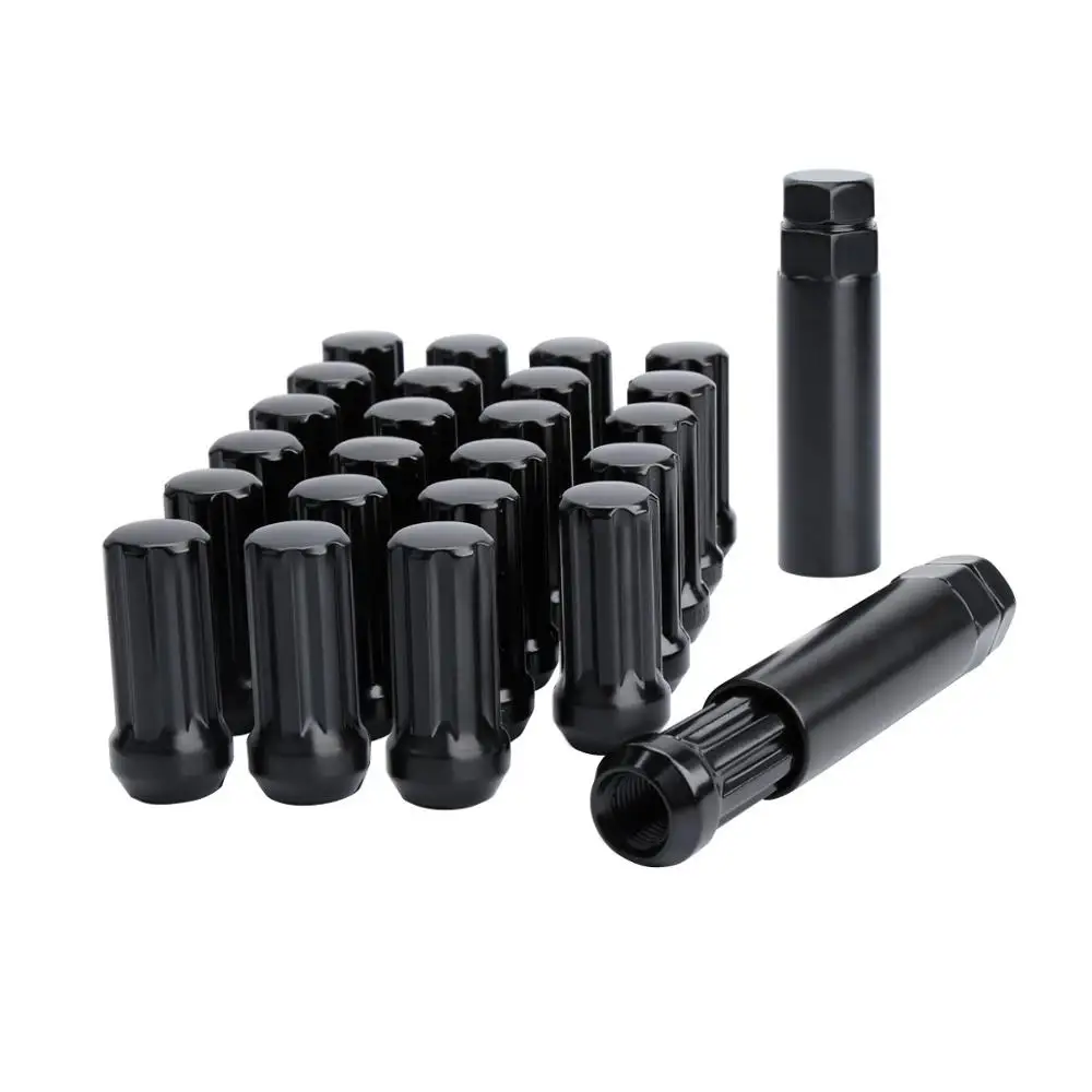 

KSP Set of 24 Pieces Black 14x1.5 Closed End Duplex XL Spline Lug Nuts With 1 Keys For CHEVY GMC SILVERADO HUMMER