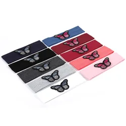 Cartoon Butterfly Headband para bebê recém-nascido, Elastic Soft Hair Band, Plain Cotton Turban para meninas, acessórios de cabelo para crianças