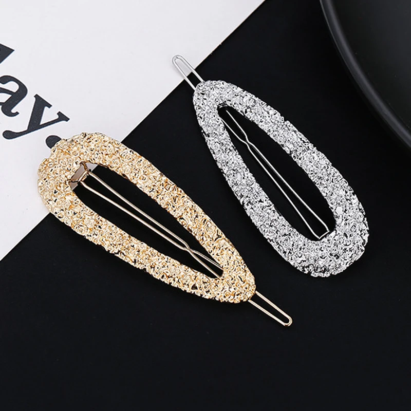 simple alloy metal geometric hair clip fashion hair accessories waterdrop square barrette for women girls