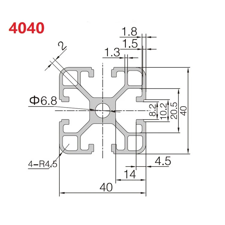 2PCS 4040 Aluminum Profile 4040 Extrusion European Standard Anodized Linear Rail 600 800 1000 2000mm 1m 2m CNC 3D Printer Parts