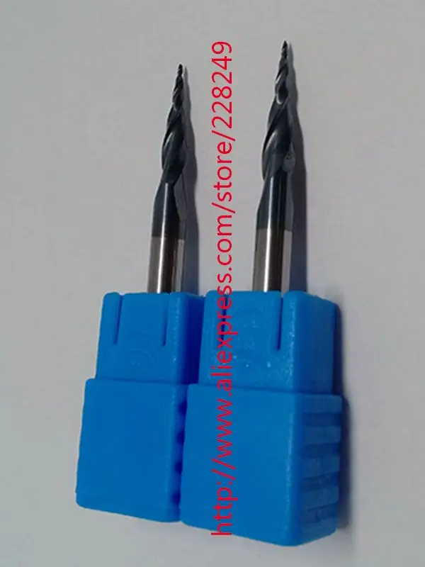 1 pc R0.25 * D4 * 15 * 50L * 2F HRC55 de tungsteno de carburo sólido de Tapered de extremo fresas de fresado CNC