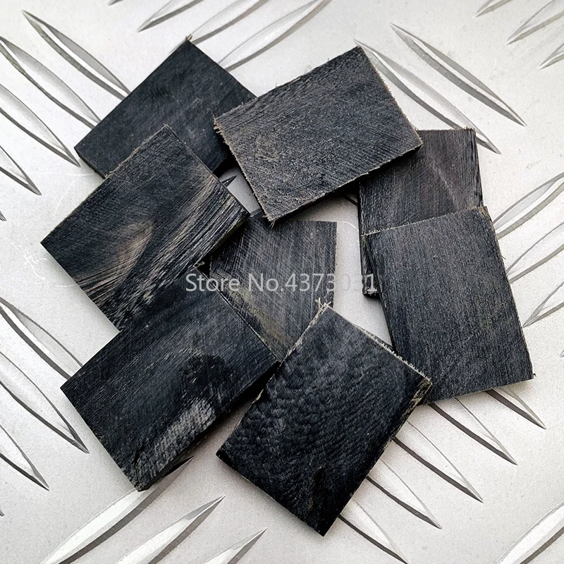 4pieces Black Buffalo Horn Handle Patch Scale Slab Folding Pocket Knife Handle Interval Patch DIY Material 35X25X5MM