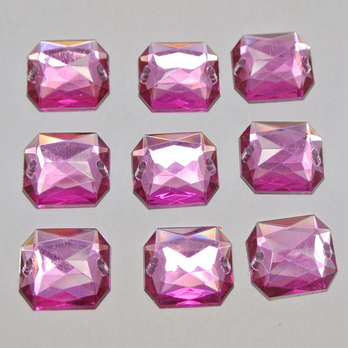 100 Flatback Acrylic Rectangle Sewing Rhinestone Gem Button 13X18mm Sew on beads