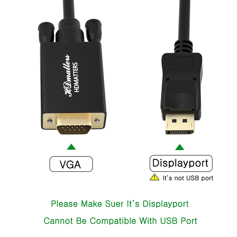 Displayport to Vga cable 1080P Display Port to VGA monitor cable 1.8M DP male to VGA male for Nvidia AMD Lenovo HP Dell PC l