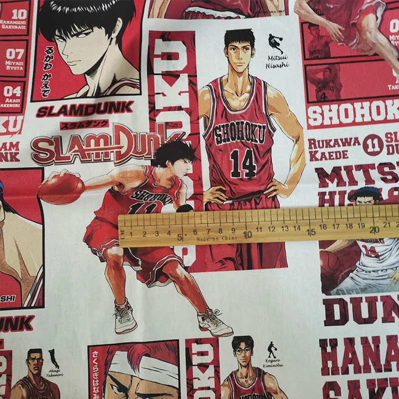 Cool Shirt Cotton Fabric Cartoon Japanese Basketball star Character Printing Cloth Sewing Material Diy Young Man Clothing