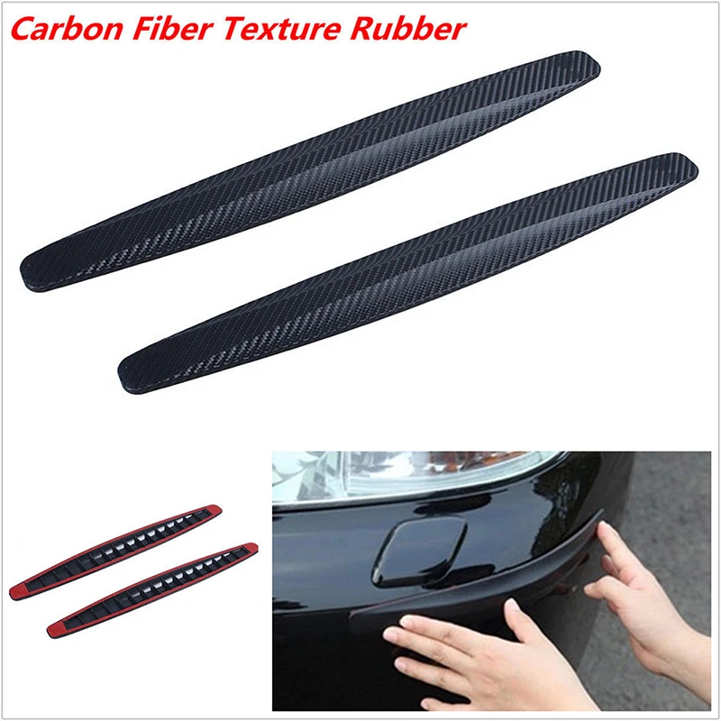 2/8Pcs Car Bumper Corner Protector Carbon Fiber Texture Rubber Plastic Auto Body Door Guard Scratch Sticker