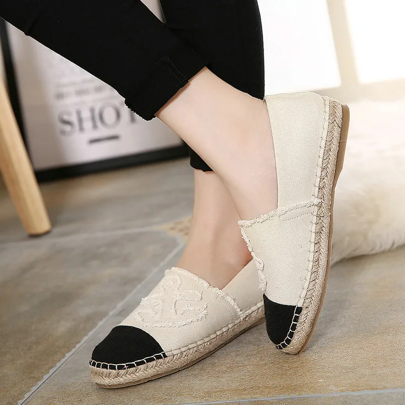 Women Canvas Shoes Slip On Espadrilles Woman Comfortable Round Toe Loafers Flats Ladies Casual Flat Shoes