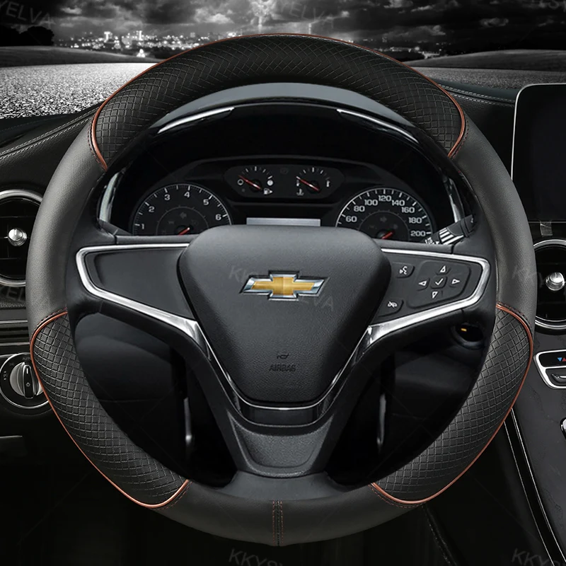 Auto-Lenkrad-Abdeckung 38 cm 15 Zoll Leder für Chevrolet Cruze Malibu Sail Spark Captiva Equinox Trax/Tracker AVEO Lova RV – Detail 3