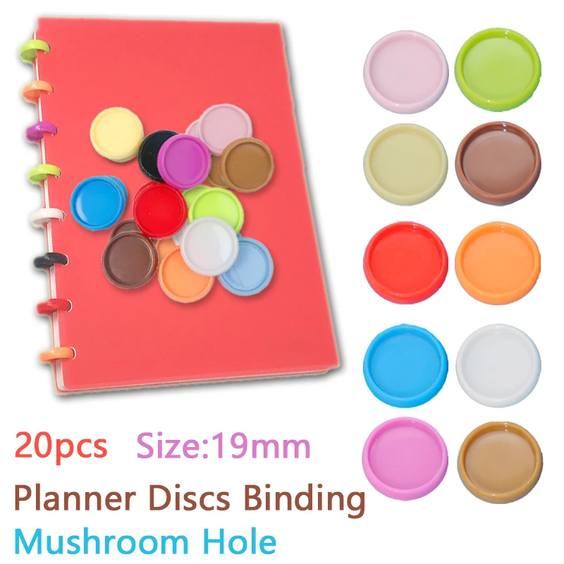 20pcs 19mm Mushroom Hole Binding Discs Plastic Planner Buckle Rings Binder Notebook Discs Rings Loose-leaf Binding Accessories