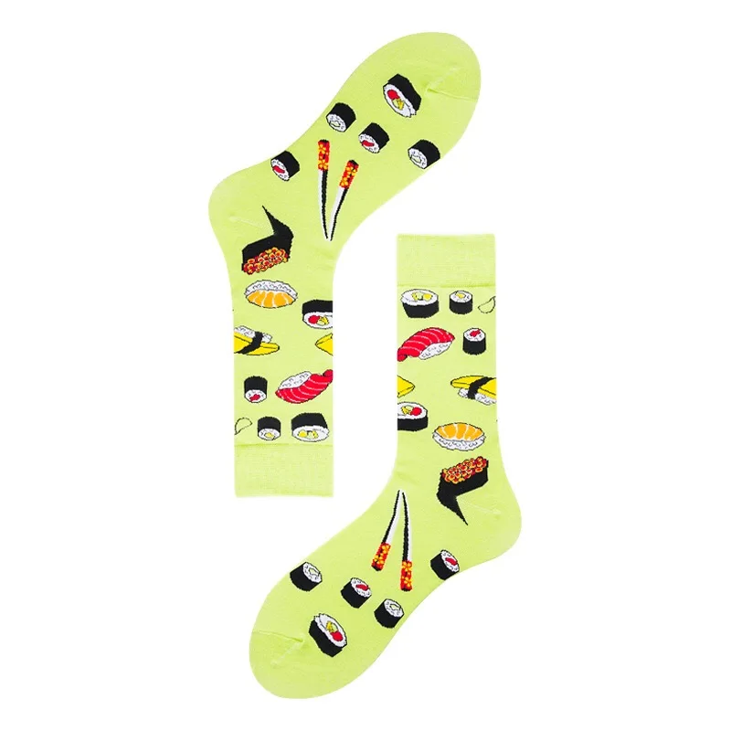 Men\'s Harajuku Style Colorful Casual Socks Happy and Funny Socks Printed Unisex Fashion Male Sox Combed Cotton Socks