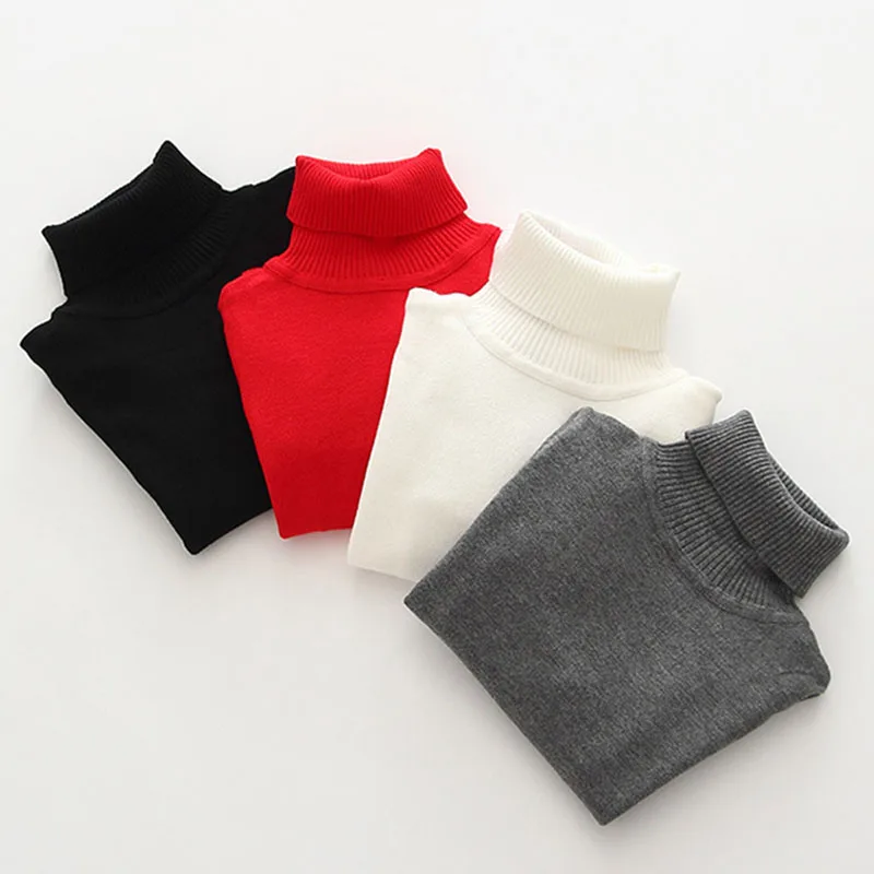 

New 2021 Autumn Baby Girls Turtleneck Sweaters Sweater Kids Girls Sweaters For Winter Knitted Bottoming Kids Girls Sweaters