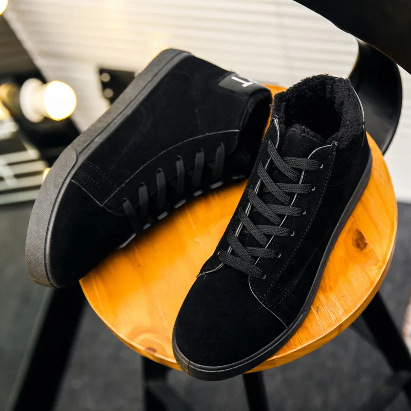 WOTTE Men Boots Winter Plush Warm Casual Snow Boots Fur High Top Ankle Boots Sneakers Work Shoes Men Botas hommes chaussures