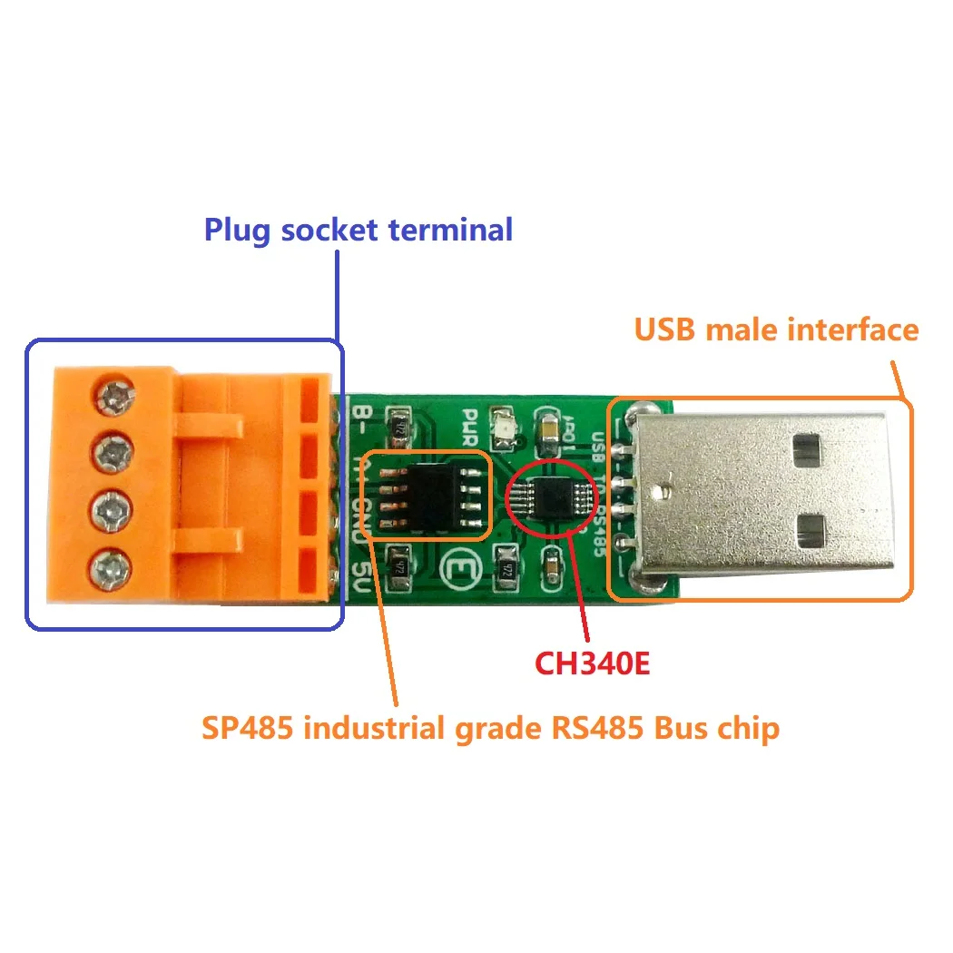 Преобразователь USB в RS485 UART WIN10 MAC LINUX OS CH340 SP485, замена FT232 CP2102 PL2303 SP3485 MAX485 MAX3485