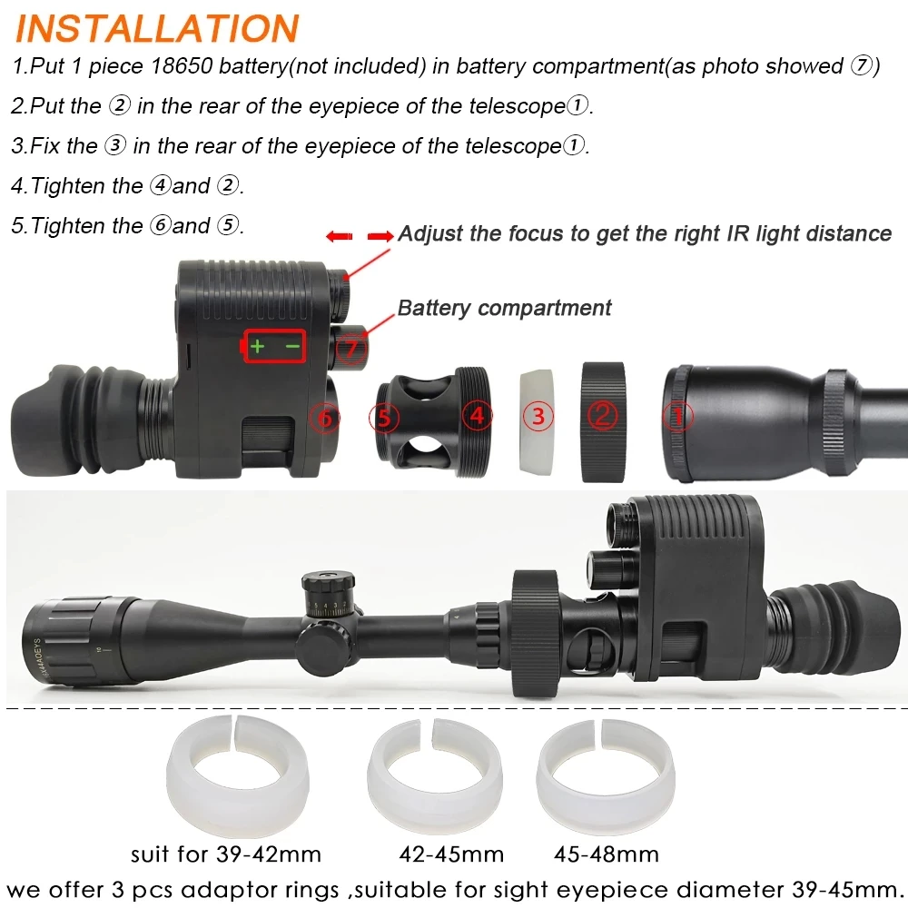 NV300 Night Vision Rifle Scope HD720P Video Record Photo Taking Outdoor Hunting Optical Sight Camera 850nm Laser Infrared IR