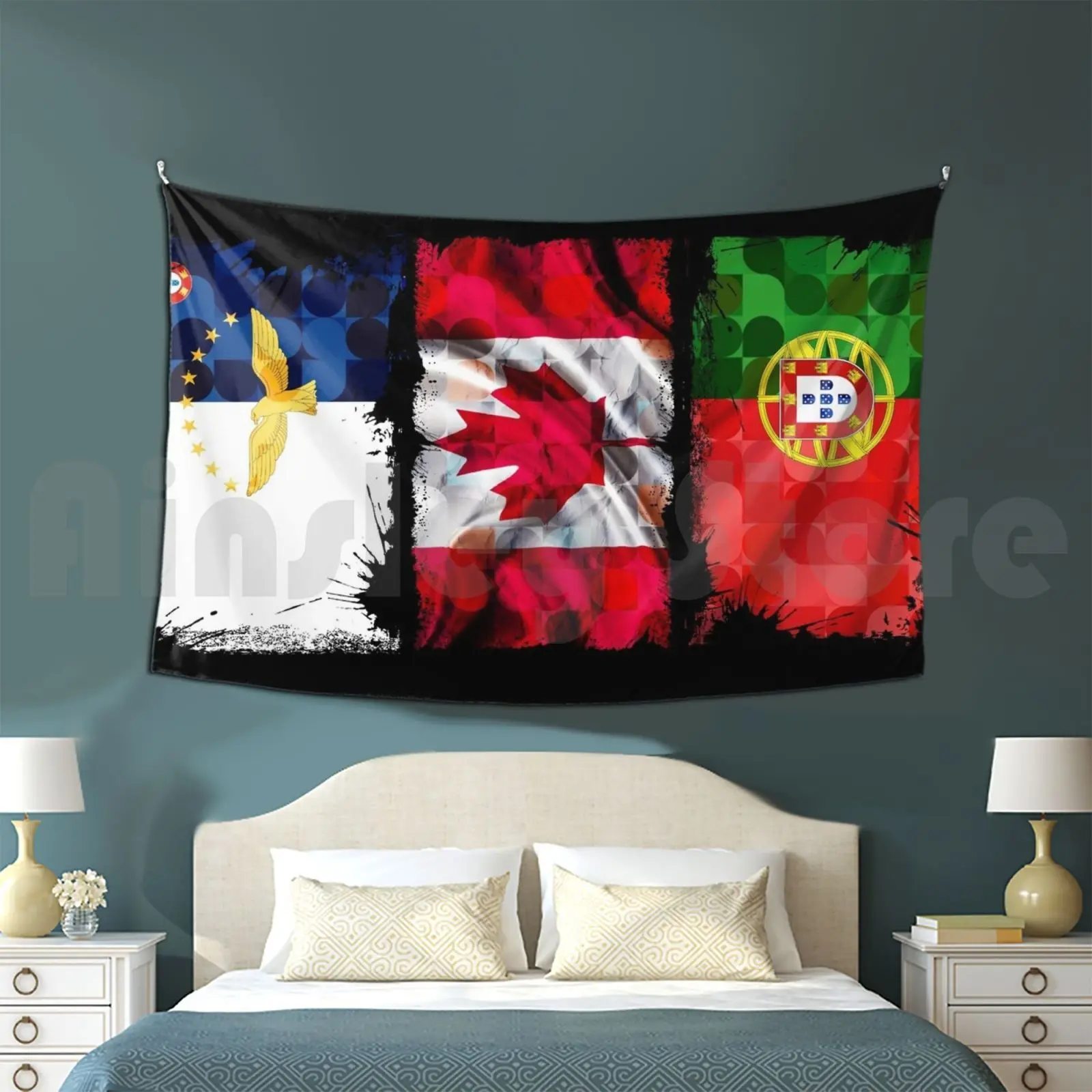 Tapiz canadiense portugués Sala de estar Dormitorio Canadá Portugal Azores