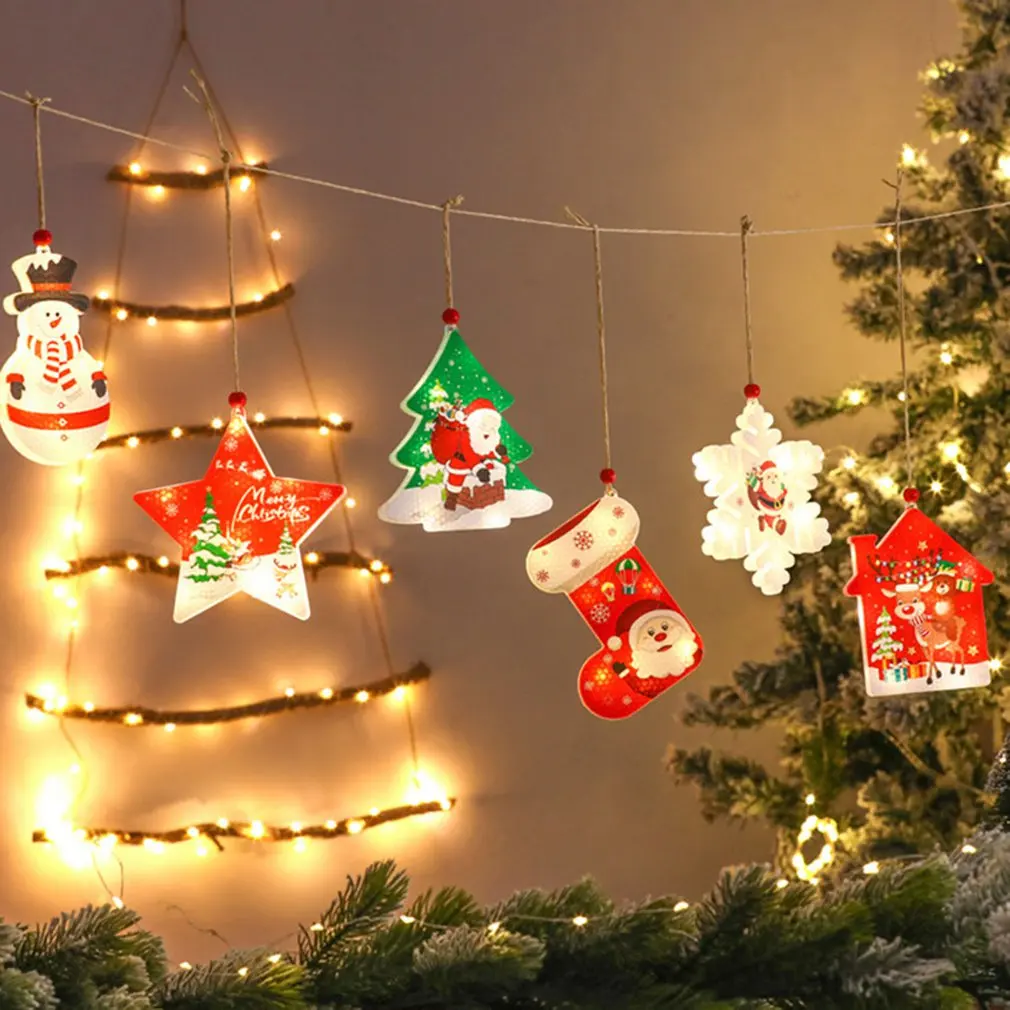 

Christmas Light Decor Hanging LED Santa Tree Decor Festival Themed Night Light For Party Home Decorations LED Warm White Light