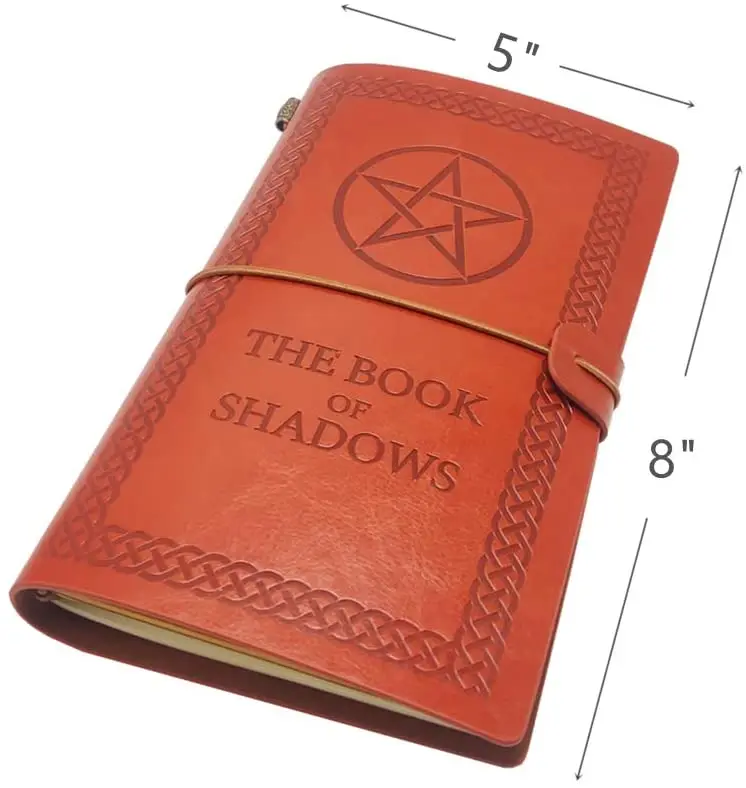 Book of Shadows: Fux Leather Bound Jounal Blank and Lined Journal, 150 Pages Spells Records, Large Pentacle (Magick Gifts)