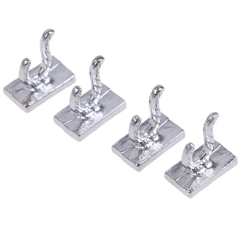 Perchero en miniatura para casa de muñecas, colgador de pared de Metal, accesorios de baño, 4 piezas, 1:12