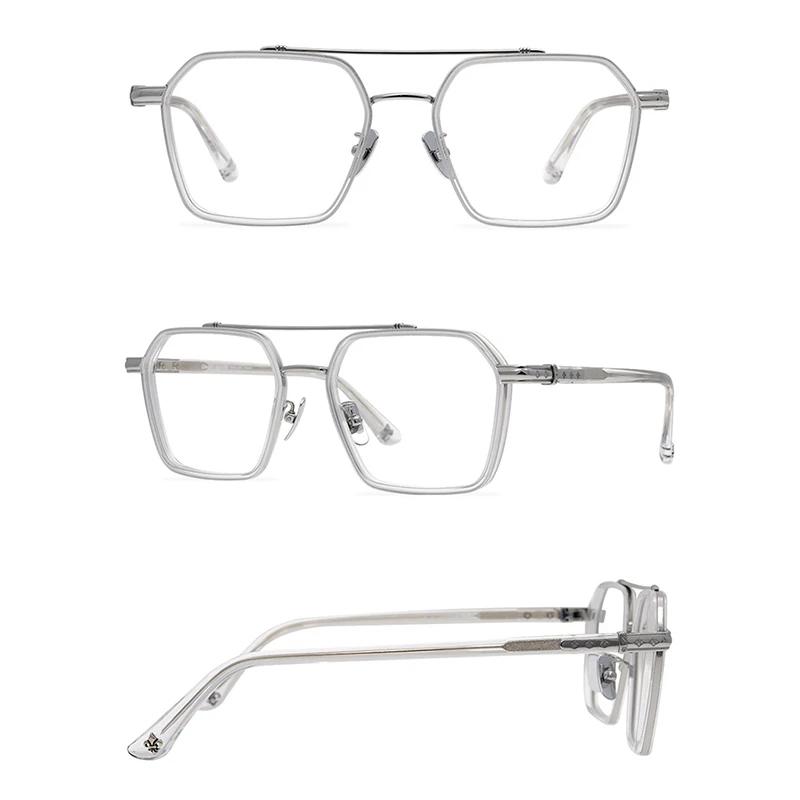 Belight Optical Cool Fashion Titanium with Acetate Men Big Square Shape Japan Design Spectacle Frame Precription Lens CH525