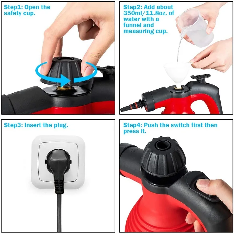 Portable Handheld Multi-Purpose Steam Cleaner Powerful Steamer Sanitizer Cleaning Tool For Bathroom Kitchen Office Sofa Car