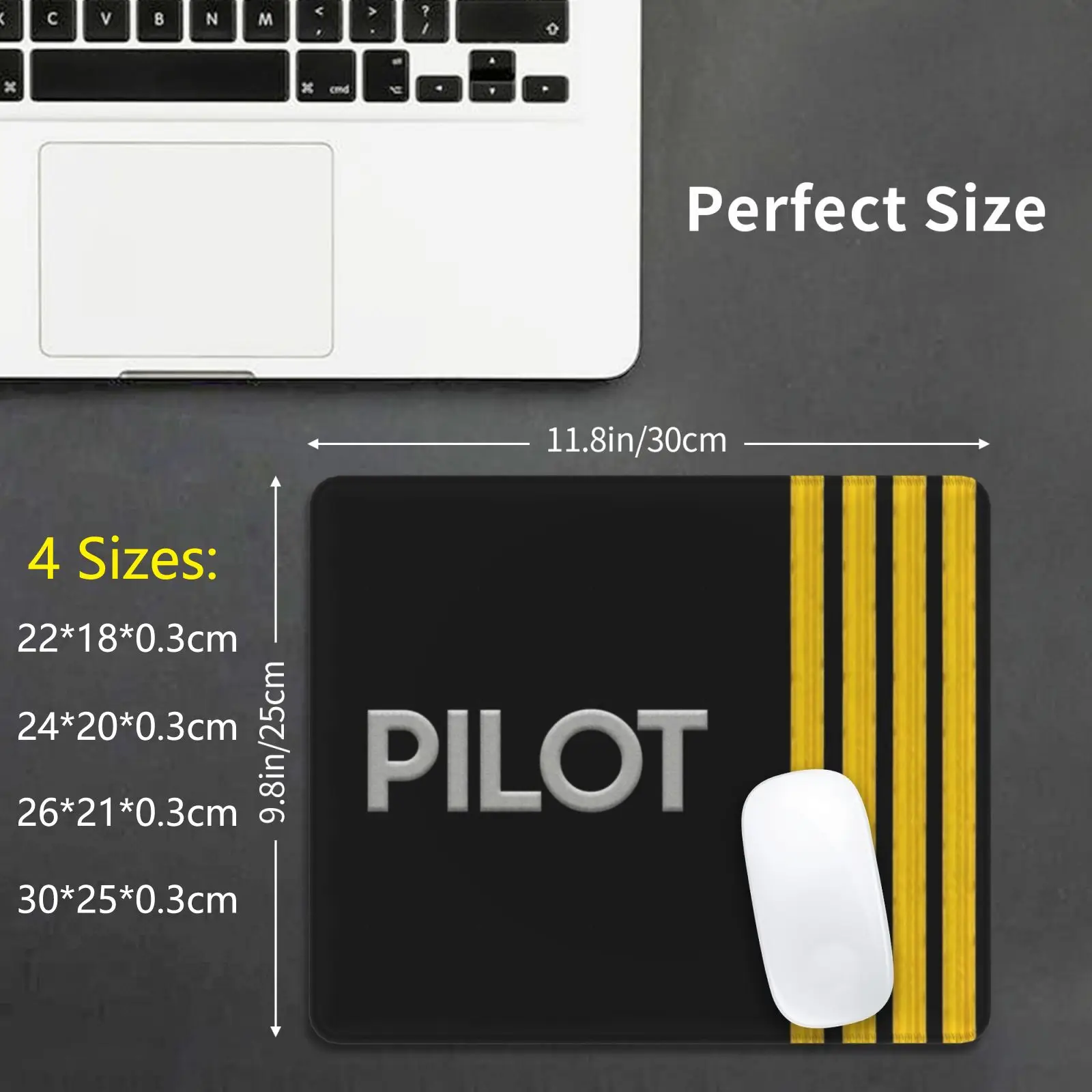 Pilot Stripes Mouse Pad DIY Print Cushion Epaulets Stripe Aviation Pilot Captain Aeroplane Aviator Airport