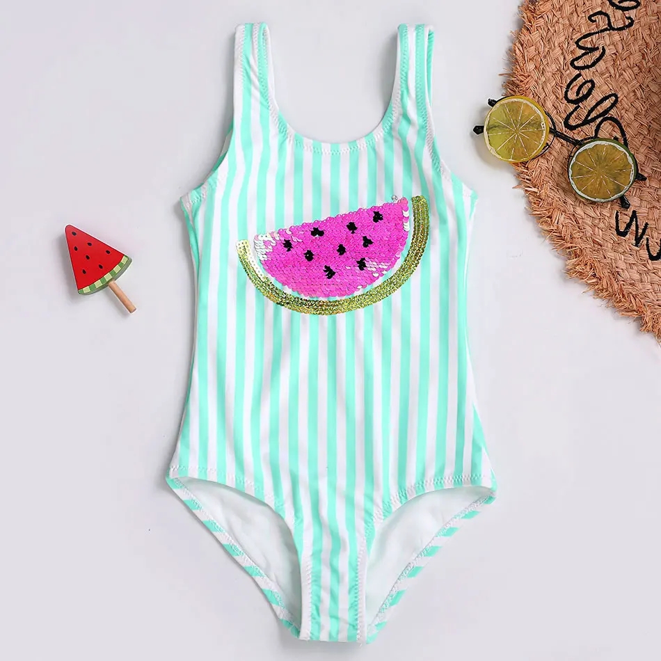 

Watermelon Sequins Girl Swimsuit Kids One Piece Children's Swimwear 4-16 Years Girls Bathing Suit Monokini Swim Beachwear 2023