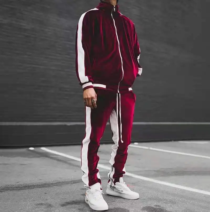 Spring Autumn Men's Velvet Set Sport Two Piece Suit Male Plus Velour Hoodies Pants Sweatshirt Sportswear Tracksuit For Men 5XL