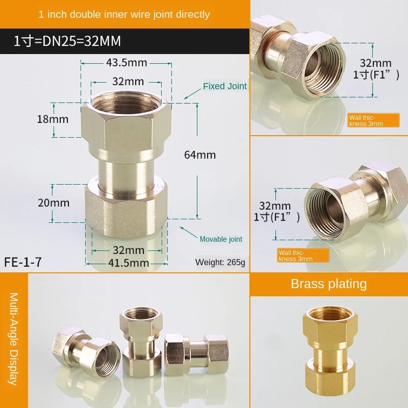 4 points to 6 points change 1 inch double inner wire live direct elbow heater pipe fitting copper electroplated redu