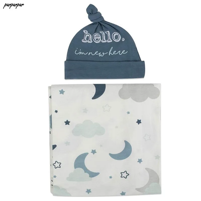 2Pcs/Set Newborn Baby Receiving Blanket Headband/Hat Cotton Sleeping Bag Toddler Infant Swaddle Wrap Towel