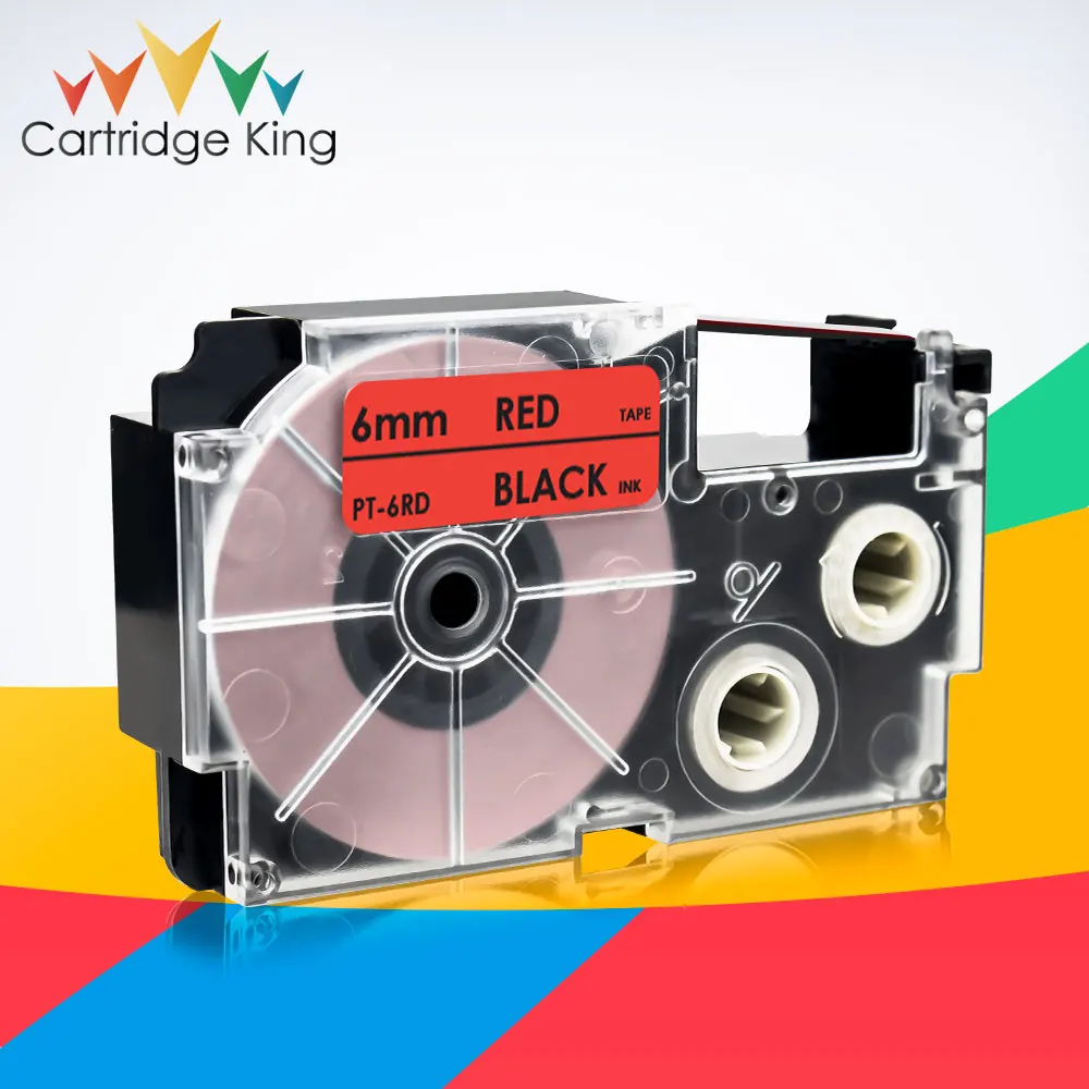 Compatible for Casio XR-6RD Cassette Labeling Tape Black on Red 6mm*8m Replace Casio KL-60 KL-120 KL-HD1 KL-P350W Label Maker