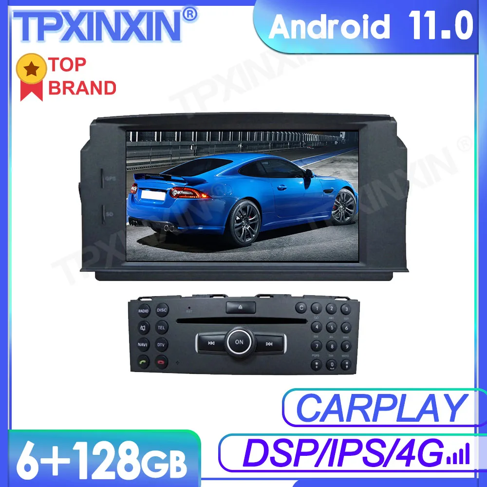 6+128GB Android11 For Benz Class C180 C200 C230 Car Multimedia Player GPS Navi Audio Stereo Screen DVD Head Unit Tape Recorder