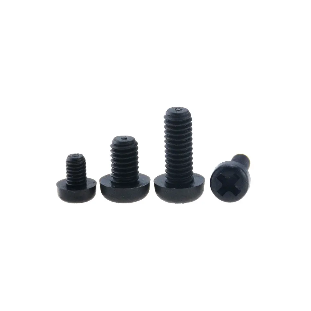 

20PCS M2*4 5 6 8 10 12 Metric Threaded Black Nylon Plastic Phillips Pan Head Cross Round Screw Bolt Length 4mm-12mm M2x4 M2x10