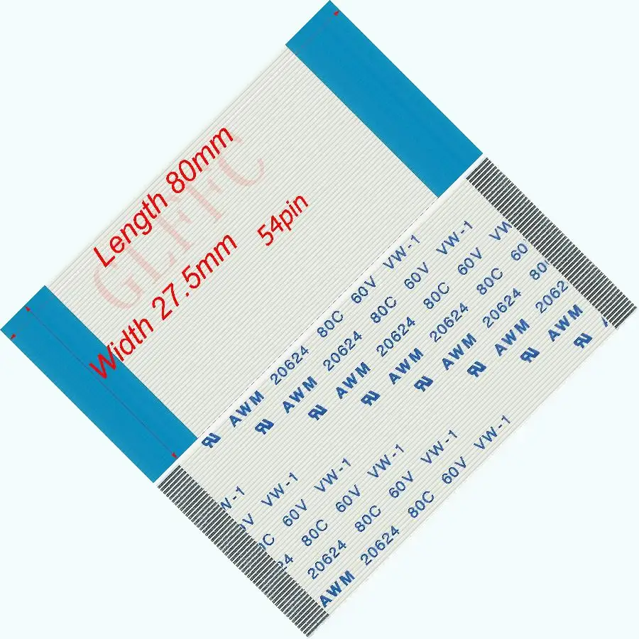 54pin 0.5 Sân 80Mm-400Mm Một-Loại Dẻo Cáp Phẳng FFC Awm 20624 ROHS Xuất TTL màn Hình LCD DVD Máy Tính