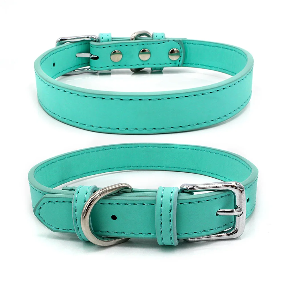 5 Colors PU Small Dogs Collars XS-M Adjustable Zinc Alloy Solid Color Puppy Collar Comfortable Durable Pets Supplies Accessories