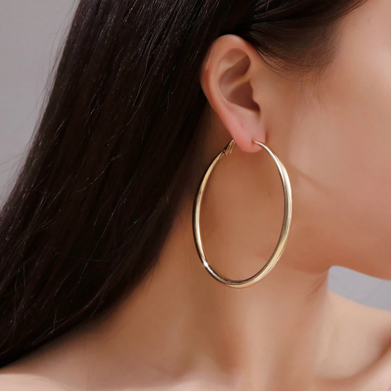 BLIJERY Punk Fashion Solid Metal Big Hoop Earrings for Women Statement Jewelry Smooth Circle Earrings Femme Boucles d\'oreilles