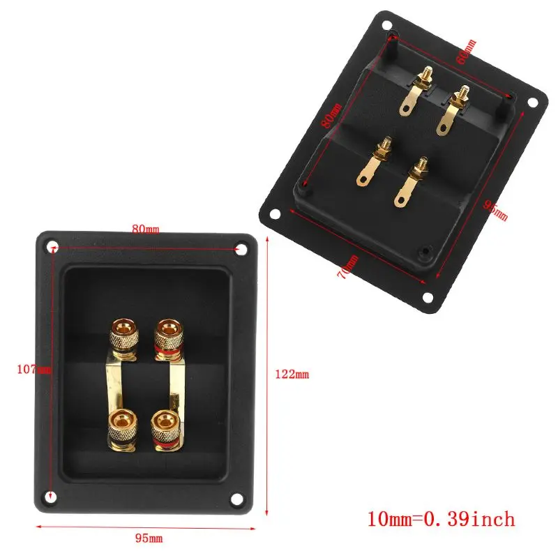 Terminal Cup Connector 266 Parts Express Binding Posts Gold Banana Jacks Recessed Bi-Amp Speaker Box Black