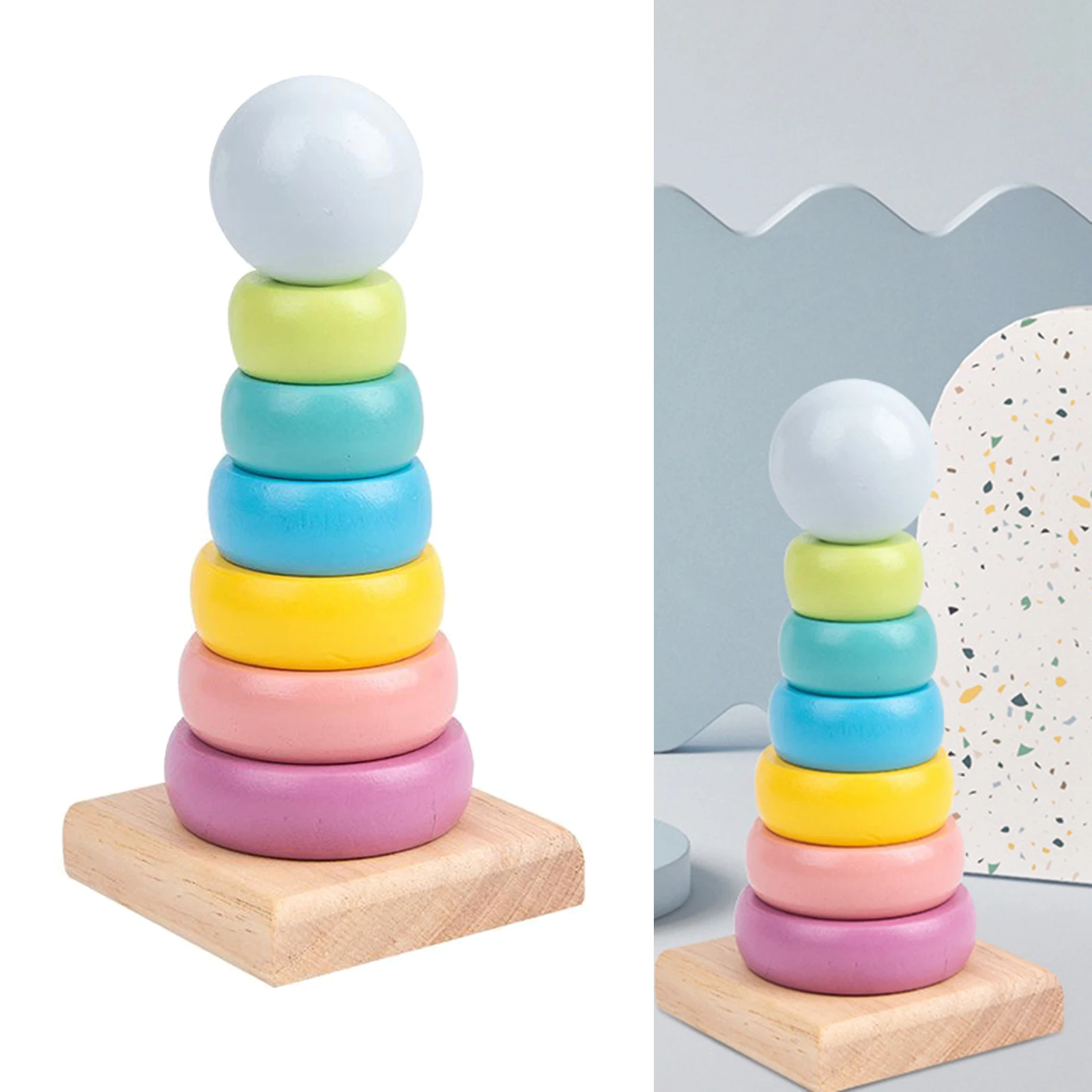 Baby Stacking Turm Farbige Regenbogen Stacking Ring Turm Spielzeug Frühe Pädagogische Intelligenz Spielzeug Kinder Geburtstag Weihnachten Geschenk