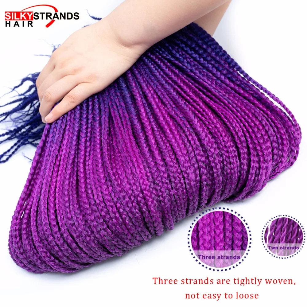 20 Color Crochet Hair Ombre Box Braids 24 Inch Zizi Braiding Hair Pre Stretched Synthetic Hair Extension For Braids Women