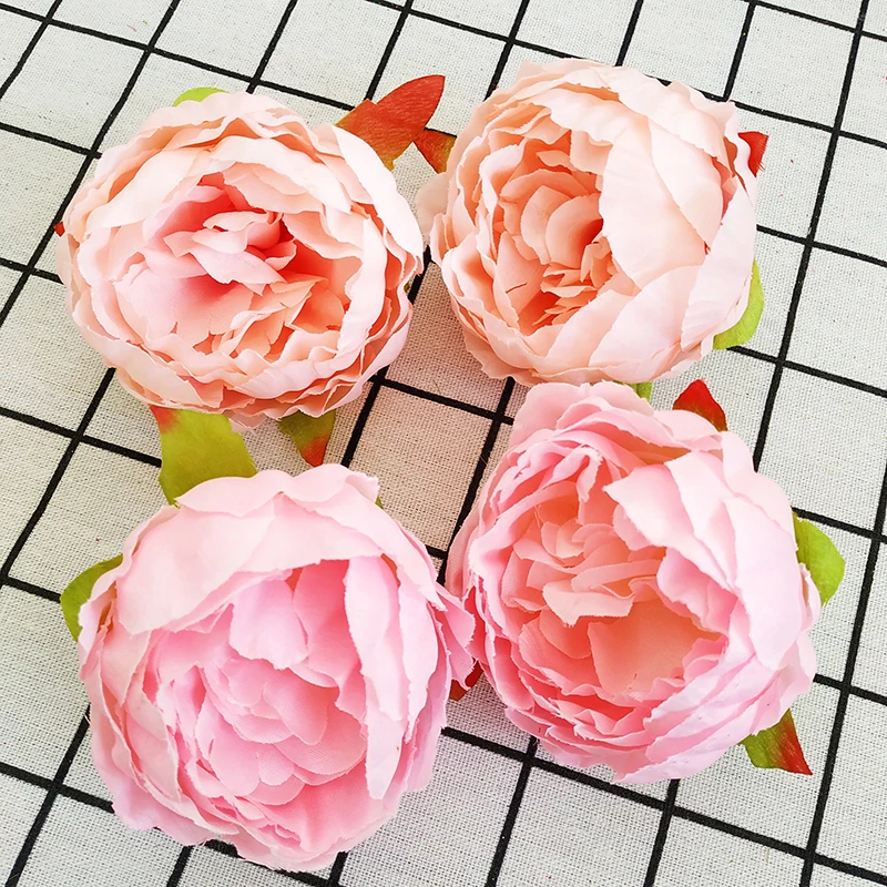 10pcs High Simulation Core Peony Flower Head Silk Flower DIY Wedding Flower Wall Background Decoration Silk Rose