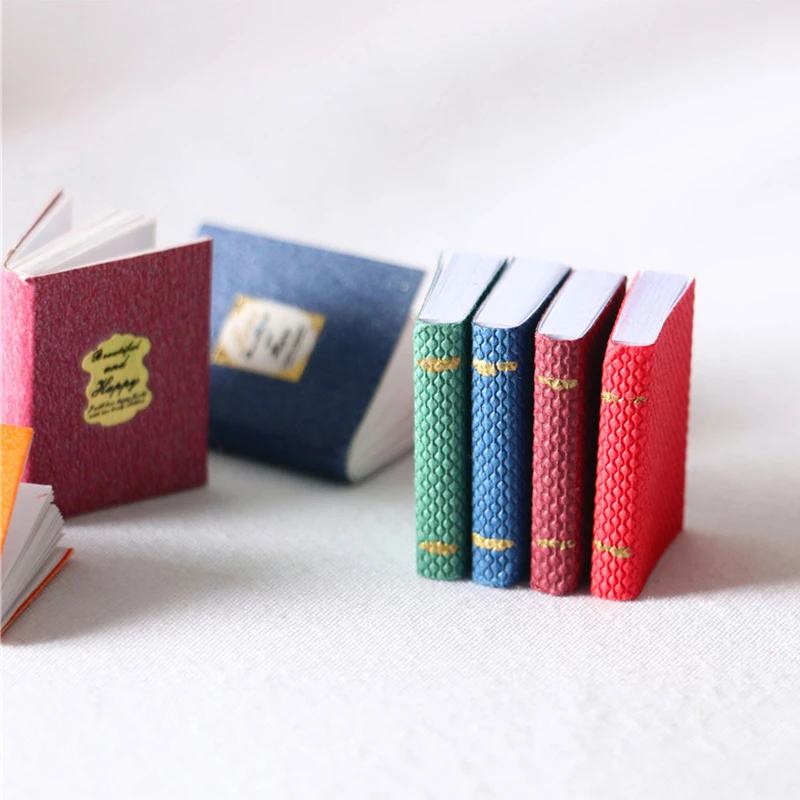 4pcs/set 1/12 Dollhouse Miniature Mini Books Model Furniture Accessories Dolls Pretend Toy Decoration