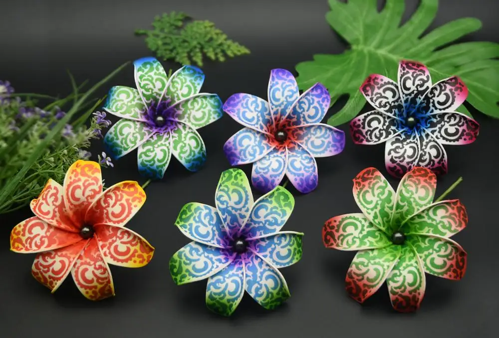 Free Shipping F1143-1 60pcs/ lot 9-10CM 6 colors Foam tiare hair pick  women wear hair accessories Hawaii tropical flower