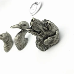 LCH Nordic Style Bear Dog Duck Cat Shaped Creative Matte Silver Knob Vintage Lead-Zinc Alloy Cabinet Handle Drawer Pull