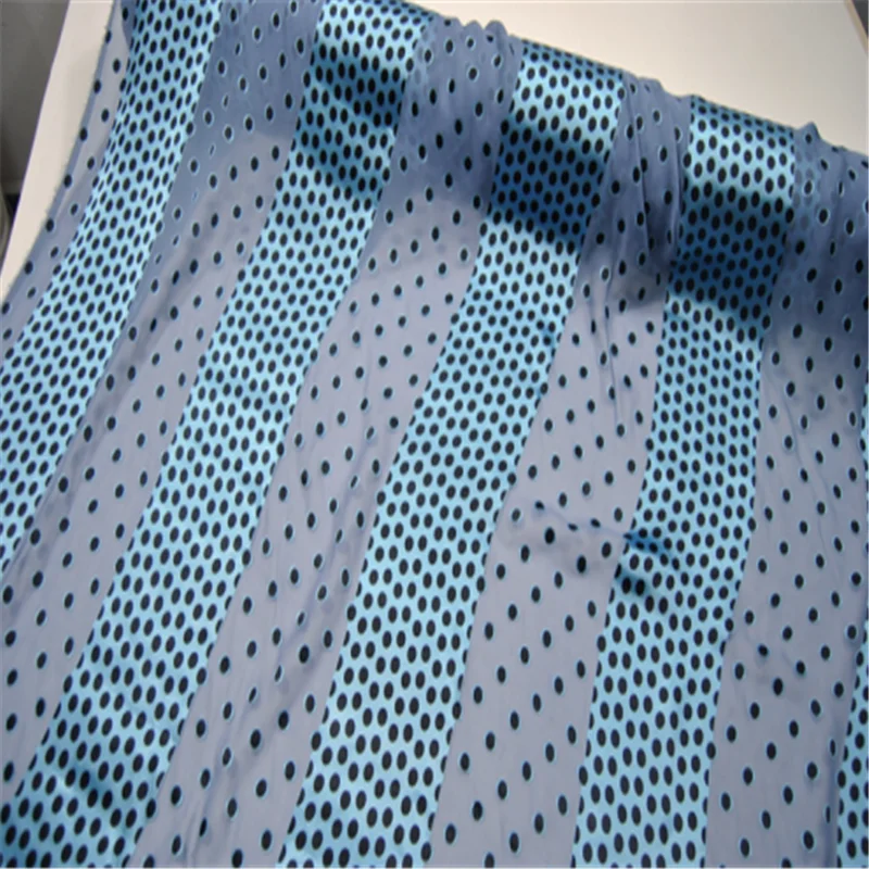 Silk Opal Fabric Burn Out 17m/m 54inches Sexy Polka Dots Patterns Jacquard Stripe Textile for Dress