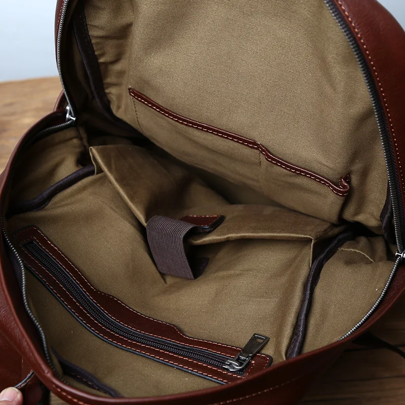 NZPJ Leder herren Rucksack Europäischen und Amerikanischen Mode Reisetasche Vintage Kopf Erste Schicht Rindsleder Freizeit Rucksack – Detail 15