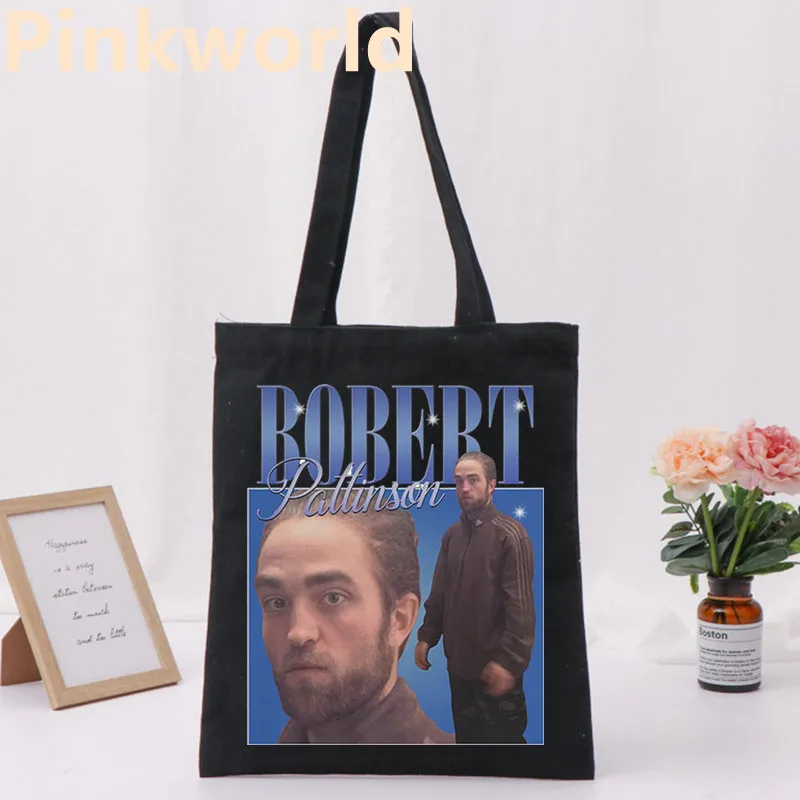 Bolso de hombro con estampado de Robert Pattinson para mujer, bolsa de mano con estampado de Meme, color blanco y negro, a la moda, envío directo