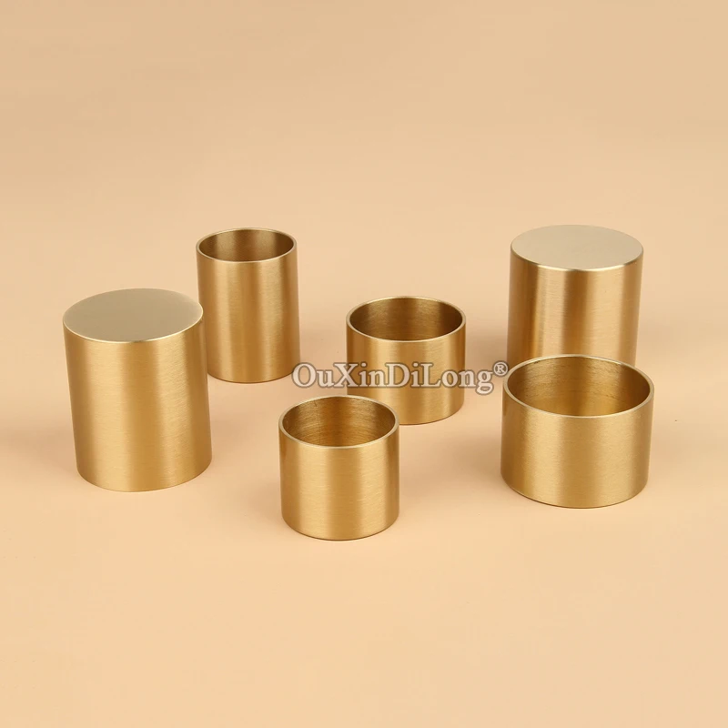 4PCS Round Furniture Brass Back Protective Cover Copper Foot Cap Table Round Brass Sleeve Brass Wood Armrest Sleeve GF594-1