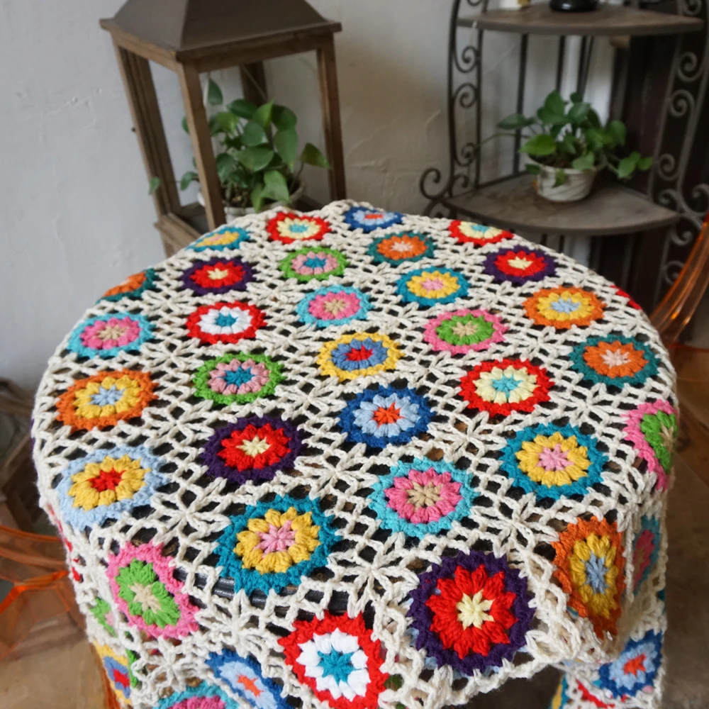 Handmade Granny Square Original Crochet blanket Cushion Felt Pastoral Style Craft Home&living Gift Home Decoration