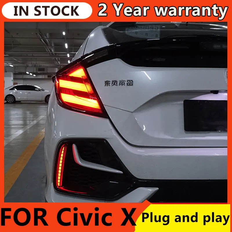 For Car honda Civic X  LED Tail Lamp 2016-2020 Hatchback Led Fog Light DRL Day Running Light Tuning Car TYPE-R MUGEN Tail Lights